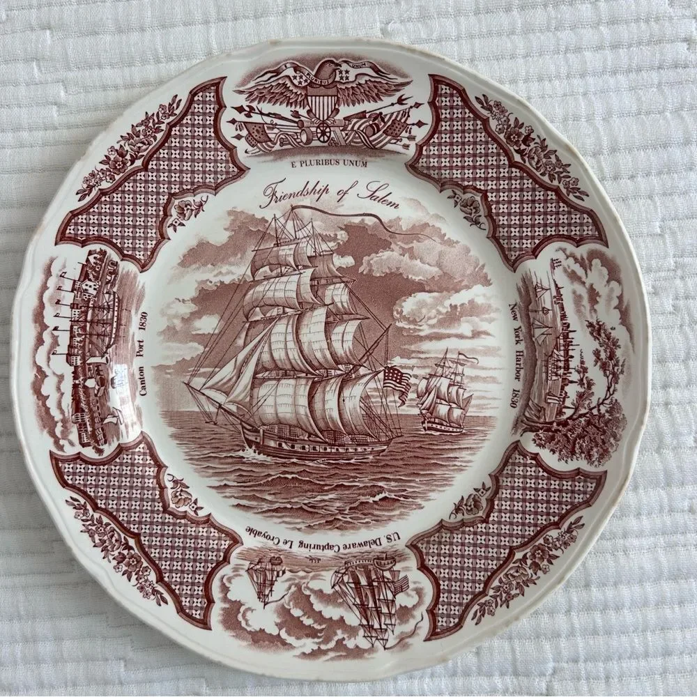 Vintage Fair Winds Friendship of Salem Dinner Plates Set of 2 Collectible